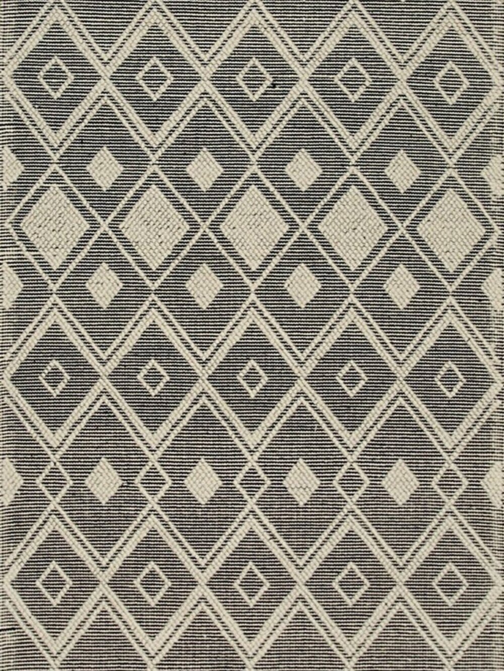 Black Kilim Wool Area Rug 5' x 8' Handwoven Geometric Flatweave